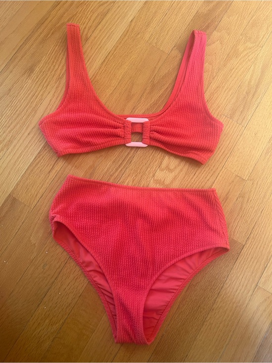 aerie Other - aerie Coral Textured High-Waist Bikini Set large top- med bottom